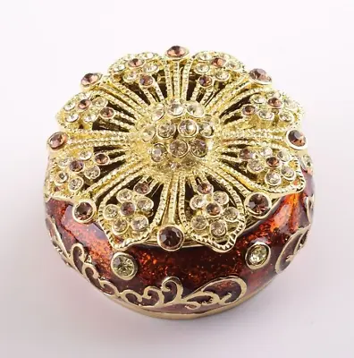 Keren Kopal Bronze & Gold Box Trinket Box Decorated With Austrian Crystals • $56