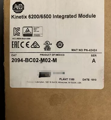 2094-BC02-M02-M Kinetix 6000/6500 Module Factory Sealed 2094-BC02-M02-M New 1pcs • $4250