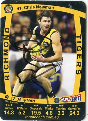 $7.50 • Buy AFL Teamcoach 2011 #41 Richmond Chris Newman Autographed Card