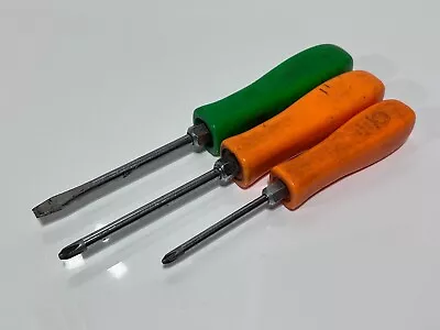 Matco Tools USA 3pc SCG Screwdriver Set Lot Orange Phillips & Green Flat Slotted • $44.99