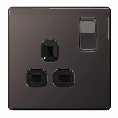 £9.35 • Buy BG Nexus Black Nickel Screwless Flatplate Switches & Sockets Black Inserts 