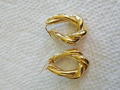 Charles Garnier 18k Yellow Gold Twisted Hoop Earrings  • $1195
