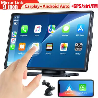 9 Inch Portable Wireless Apple CarPlay Android Auto For Car Stereo Radio GPS/FM • £81.99