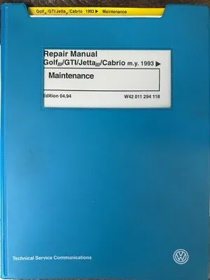 1993 Volkswagen VW Golf GTI Jetta Cabrio Maintenance OBD Service Repair Manual • $15