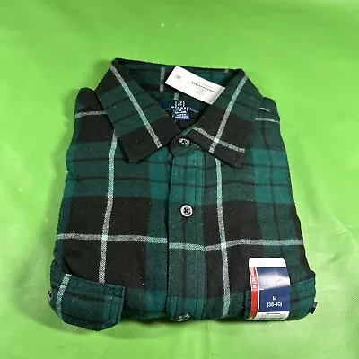 NEW George Men's Flannel Shirt Size M Super Soft Check Green Button Up Top CC • $18.80