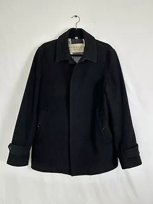 Burberry Brit Men's Wool Collared Button Up Long Sleeve Coat Black M Novacheck • $149.90