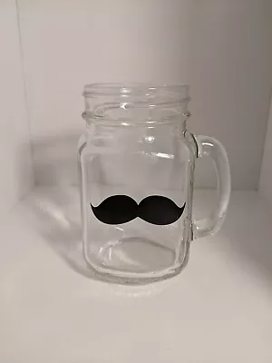 Mustache Themed Glass Jar With Handle • $2.99