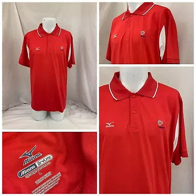 Mizuno Golf Shirt L Red Polo Short Sleeve USA Volleyball Mint YGI S1-261 • $26.99