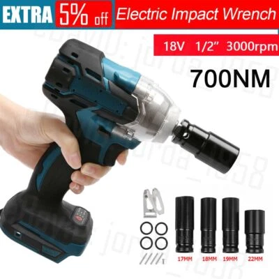 $46.90 • Buy 1/2  Cordless Impact Wrench Driver Brushless Rattle Gun For Makita 18V Battery