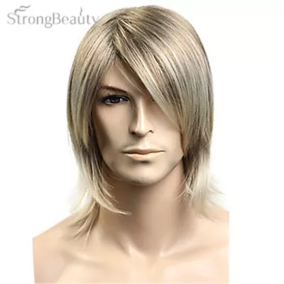 Synthetic Hair Blonde Straight Wig For Men Cosplay Halloween Medium Long Wigs • $22.99