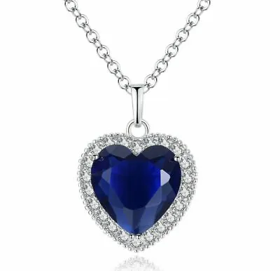 £5.49 • Buy Beautiful Blue Titanic Heart Ocean Necklace Romantic Pendant Best Women Gift
