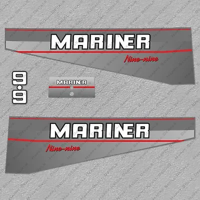 Mariner 9.9 Hp Two Stroke Outboard Engine Decals Sticker Set Reproduction 90's • $49.49