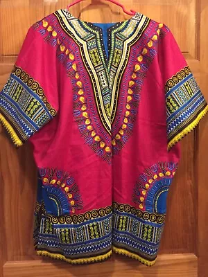 Papa & Mama Men/Women Tunic Dashiki African Shirt Pockets Multicolor XXL • $13.01