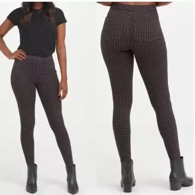 SPANX Jean-ish Black And Gray Houndstooth Print Ankle Leggings Size L • $35