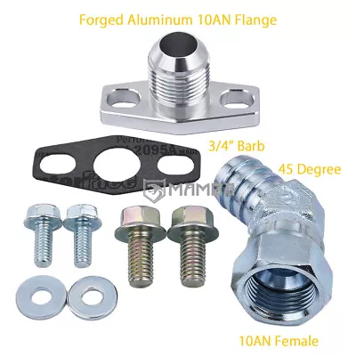 MAMBA 45Deg 3/4  Turbo Oil Return Barb Fitting Kit Garrett GT25R GT2554R GT2560R • $54.40