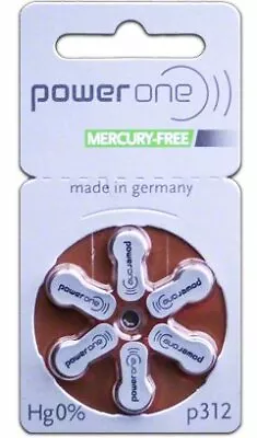 Power One Size 312 MERCURY FREE Hearing Aid Batteries (60 Batteries) • $16.48