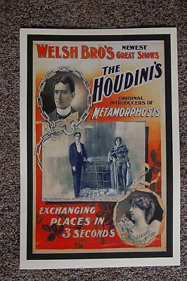 Harry Houdini Magician Poster #8 1894 Exchanging Places In Three Seconds • $7