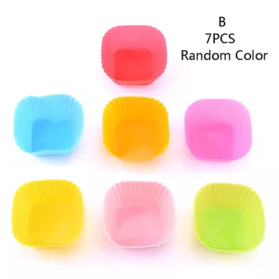 7pcs Silicone Cake Cup Round Shaped Cupcake Baking Molds Cooking Cake Tool • $7.29