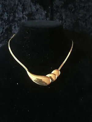 Vintage TRIFARI Choker Necklace Abstract Swirl Gold Tone BOLD • $15.95