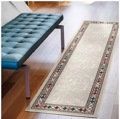  Modern Bordered 2x7 (Non-Slip) Low Profile Pile Rubber Backing Indoor Area Rug • $42.85