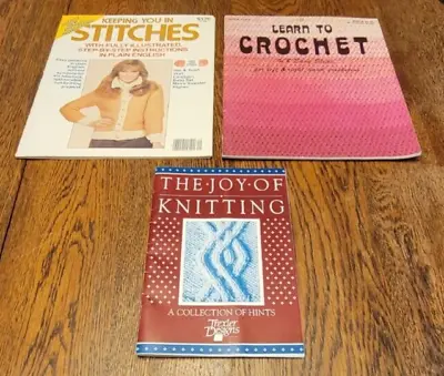 Lot Of 3 Vintage Crochet Knitting Books Keeping You In Stitches Learn Joy • $9.99