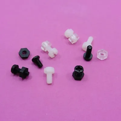 £1.85 • Buy 6mm / 8mm M3 Nylon Nuts And Screws Black / White Plastic Bolts