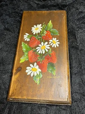 Vintage Wooden Hand Painted Kitchen Strawberry Farmhouse Wall Plaque Sign • $15