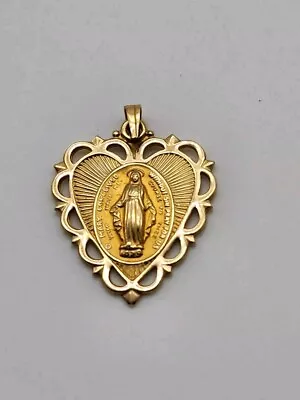 Vintage Solid 14Kt Gold Virgin Mary 1820 Pendant Fast Shipping • $349.99