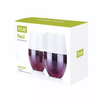 TRUE Flexi Dine Out 8 Oz Clear Plastic Stemless Wine Glass (Pack Of 2) • $17.71