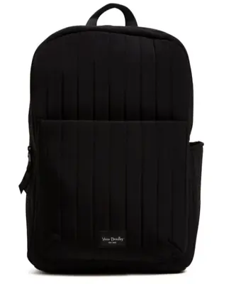 Vera Bradley CLASSIC BLACK Microfiber All Day Simple Backpack NWT • $65.60
