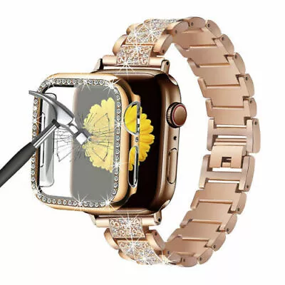 $18.99 • Buy Crystal Bling Band Case IWatch Strap For Apple Watch Series 8 7 SE 6 5 3 44 45mm