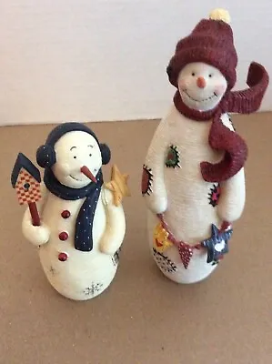 Vtg Lang & Wise Figurines~”Snowman In Stitches” & “Patch”~Ellen Stouffer~Mint • $17.99