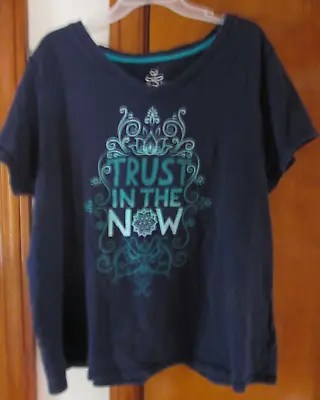 Made For Life Navy Blue Short Sleeve Shirt - Women's 1X -  Trust In The Now  • $8