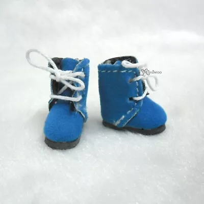 SBB008BLE 2.2cm Mini Shoes Flocked Boots BLUE Fit Middie Blythe Obitsu 11cm Doll • $7.95