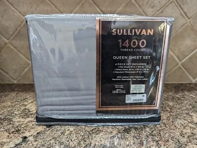 Sullivan Gray Queen Sheet Set 1400 Thread Count 4 Piece Set NEW • £62.65