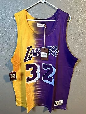 Men's 2XL Mitchell & Ness LA Lakers Magic Johnson Tie-Dye Tank Top NBA #32 • $39.95