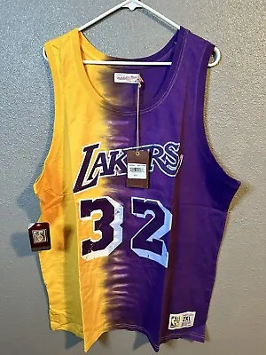 Men's Medium Mitchell & Ness LA Lakers Magic Johnson Tie-Dye Tank Top NBA #32 • $49.99