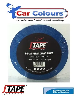 J TAPE 3mm X 33m Blue Fine Line Masking Tape JTape 1/8  X 36 Yard • £3.99