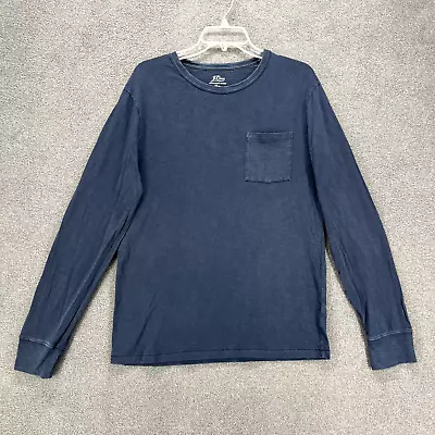 J. Crew T Shirt Mens Medium Blue Garment-Dyed Slub Cotton Crewneck Long Sleeve • $19.99