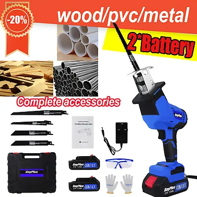 NEW Electric Cordless Reciprocating Saw 21V +1/2 Battery With 4 Shark Blades UK • £6.67