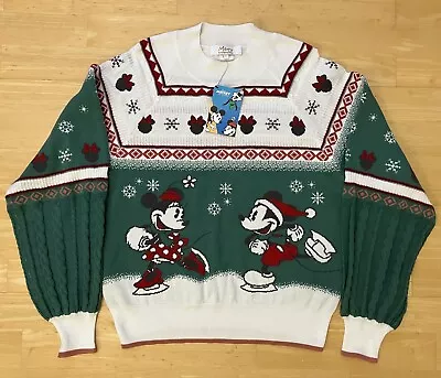 Small 39  Chest Mickey & Minnie Mouse Ugly Christmas Jumper Sweater Xmas Disney • £39.99
