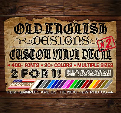 X2 Custom Vinyl Decal OLD ENGLISH Car Window Side Bottom Windshield Sticker Jdm • $5.49