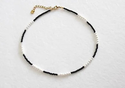 $7 • Buy Checker Beads Necklace 15  Black Pearl Beaded 2  Extender Gift
