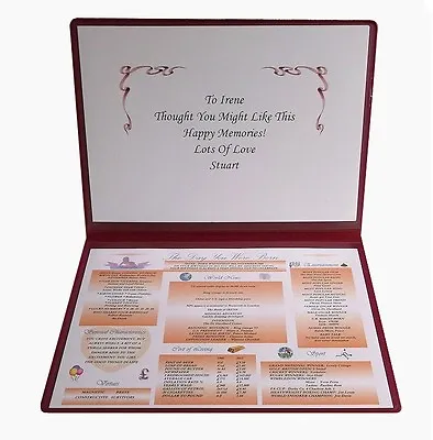DAY YOU WERE BORN PERSONALISED 90TH BIRTHDAY GIFT Born 1934 Keepsake (RIBBONS) • £13.75