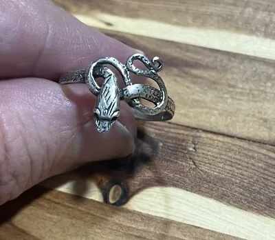 Vintage Mens Snake Textured Sterling Silver Ring Size 9 • $95