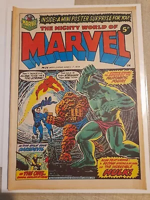 Mighty World Of Marvel #24 Mar 1973 FINE/VFINE 7.0 Reprints FF #12 FF Vs Hulk • £9.99