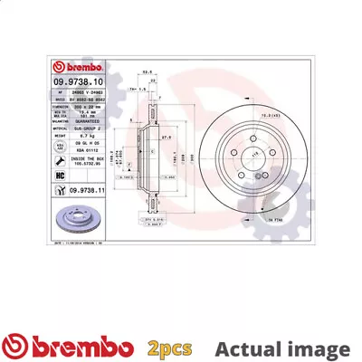 2x Brake Disc For Mercedes-benz Cl/-class M113.941/948 4.3l M113.960/966 5.0l • £146.62