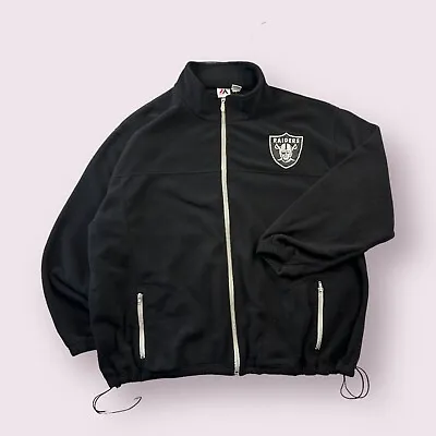 Vintage Majestic Oakland Raiders Full Zip Up Fleece Sweatshirt 90s Size 3XL NFL • $49.95