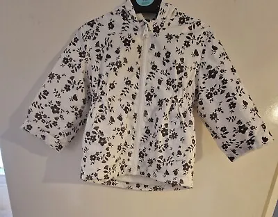 Baby Girls 9-12 Months Raincoat Fleece Lined Jacket Coat Black & White Floral... • £2.50