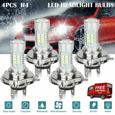 4x H4 9003 HB2 LED Headlight Bulbs Conversion Kit High Low Beam Replace Halogen • $9.99